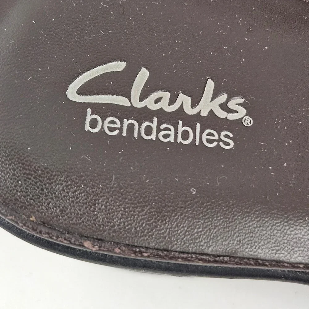 Clarks Bendable Womens Size 7M Mule Shoes Brown Leather Slip On Block Heel - Picture 7 of 9